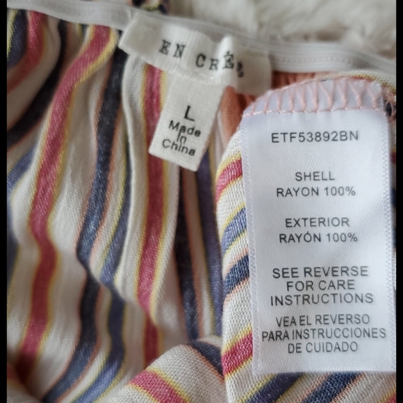 EN CREME Striped sleeveless top with elasticized waist festival boho vibe Large - Picture 3 of 5